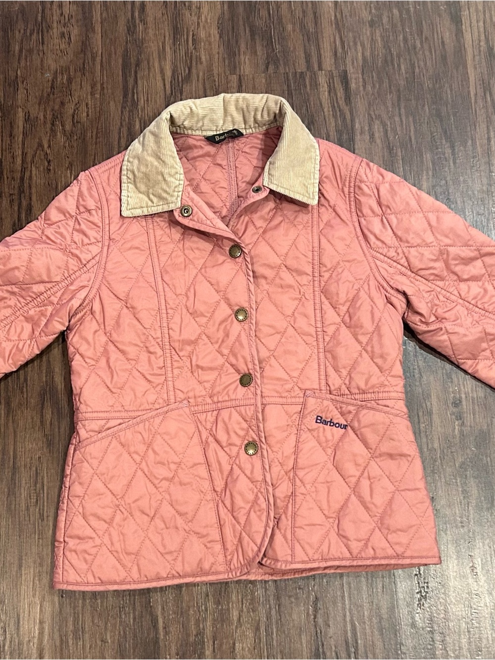 Barbour Pink Quilted Girls Jacket Sz:M (8/9). Perfect Condition!